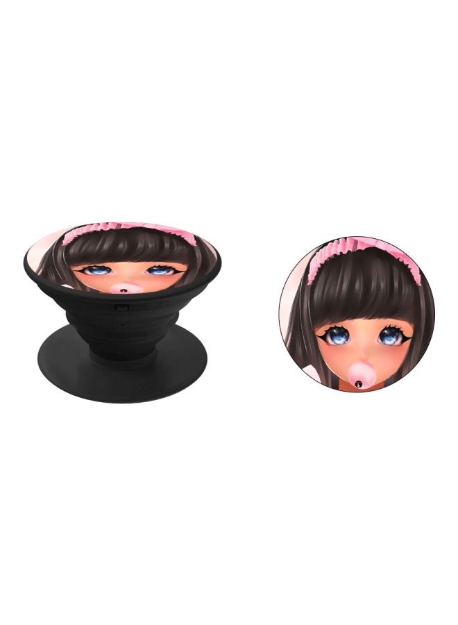 BP Girl Printed Pop Socket Phone Holder Black/Beige/Pink - Image 2