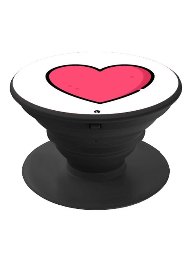 BP Heart Printed Pop Socket Phone Holder White/Pink - Image 1