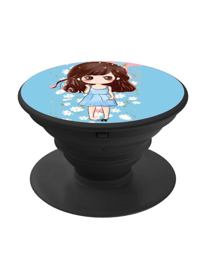 BP Cartoon Printed Pop Socket Phone Holder Blue/Brown - Image 1