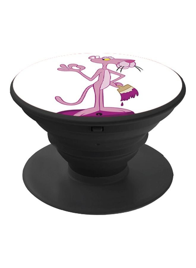 BP Cartoon Panther Printed Pop Socket Phone Holder Pink/White  - Image 1