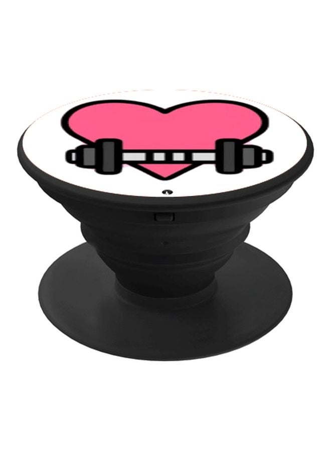 BP Love Printed Pop Socket Phone Holder White/Pink/Grey - Image 1