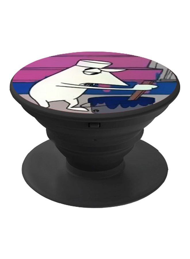 بي بي حامل هاتف على شكل مقبض أصابع منبثق بطبعة رسومات كرتونية أبيض/أزرق/وردي - Image 1