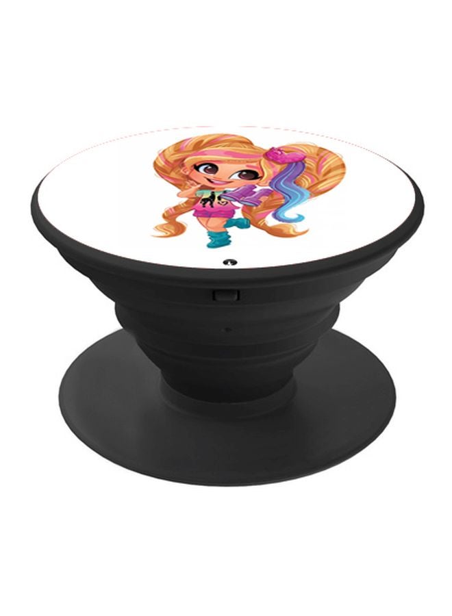 BP Cartoon Girl Printed Pop Socket Phone Holder White/Beige/Blue - Image 1