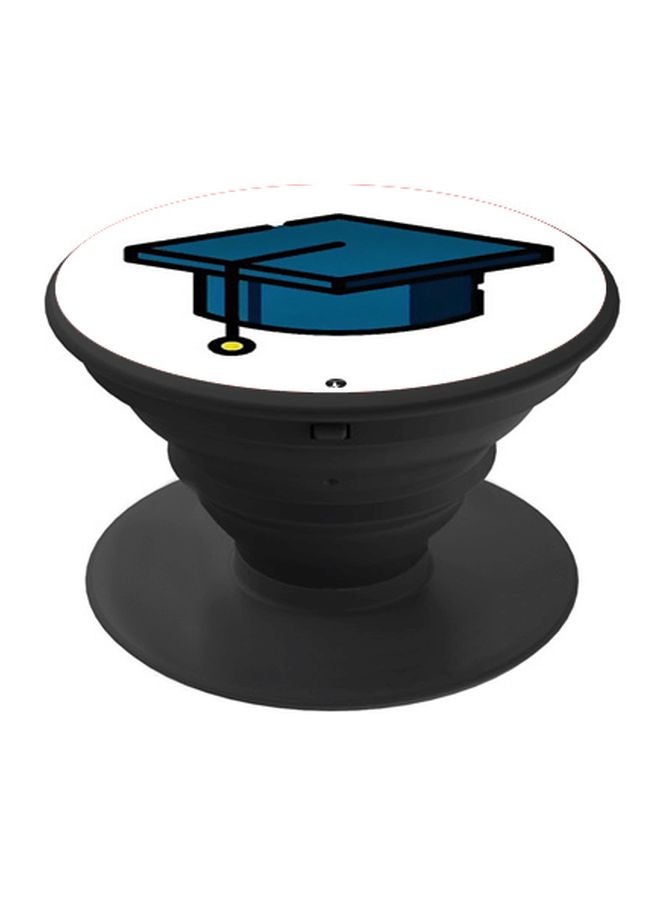 BP Graduation Hat Printed Pop Socket Phone Holder White/Blue/Black - Image 1