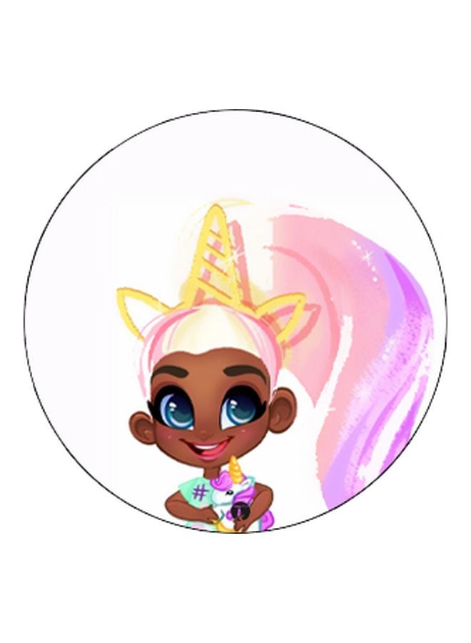 بي بي حامل هاتف على شكل مقبض أصابع منبثق بطبعة رسومات كرتونية أبيض/بني/أرجواني - Image 2