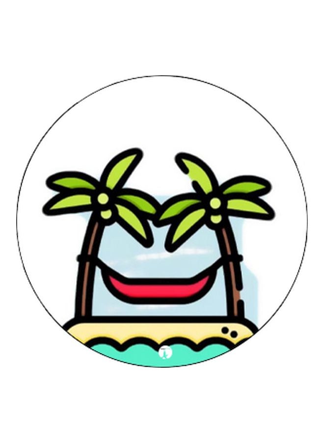BP Cartoon Beach Printed Pop Socket Phone Holder White/Pink/Green - Image 2