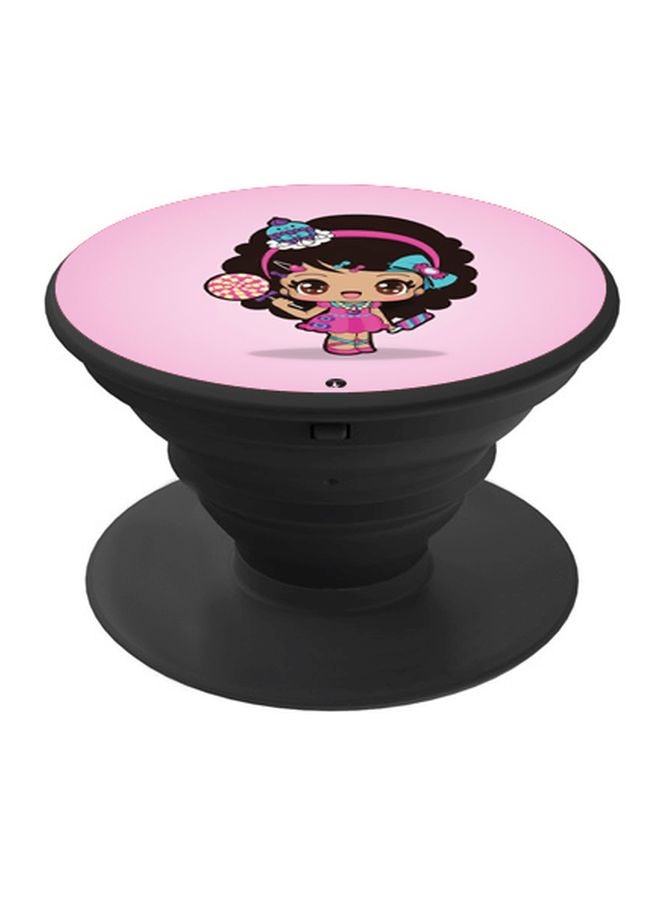 BP Cartoon Printed Pop Socket Phone Holder Pink/Beige/Black - Image 1