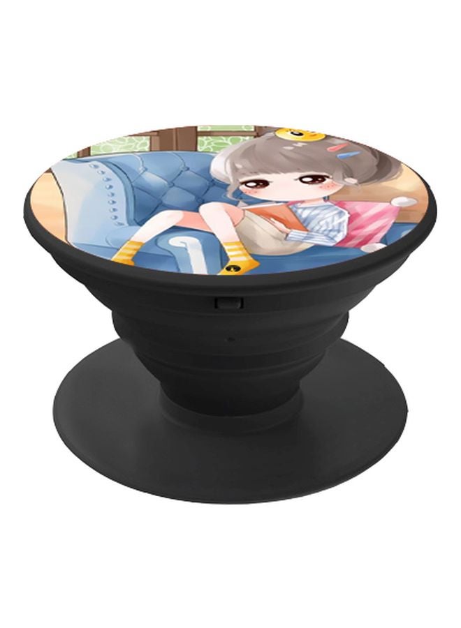 BP Cartoon Printed Pop Socket Phone Holder Blue/Beige/Pink - Image 1