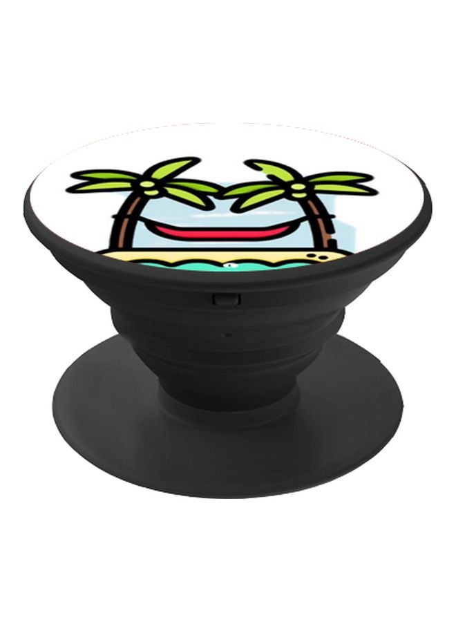 BP Cartoon Beach Printed Pop Socket Phone Holder White/Pink/Green - Image 1