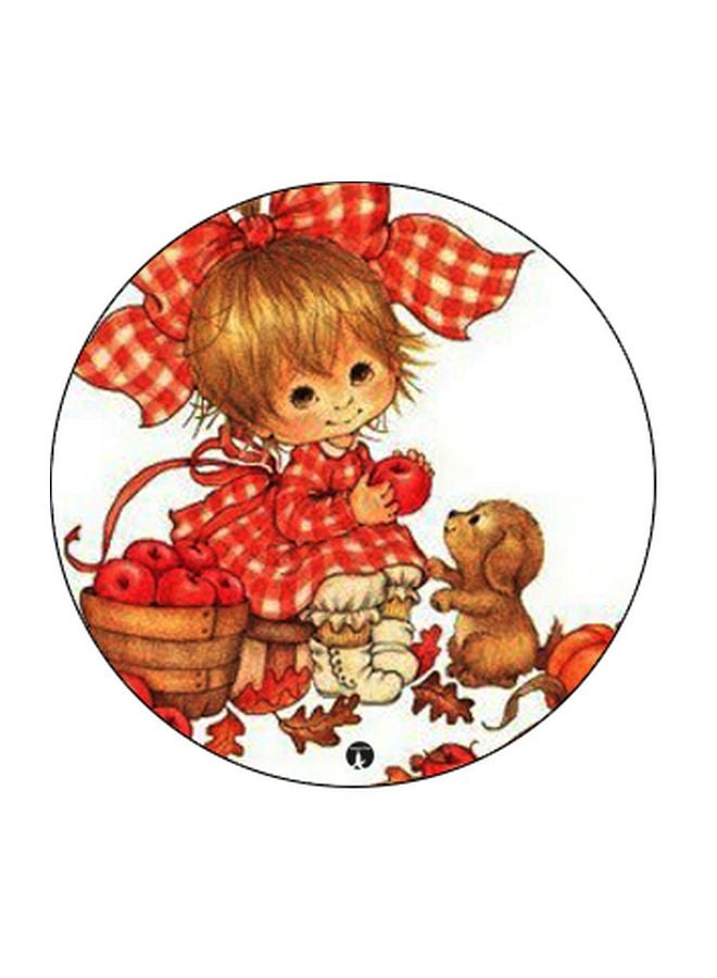 BP Cartoon Girl Printed Pop Socket Phone Holder Red/Brown/White - Image 2