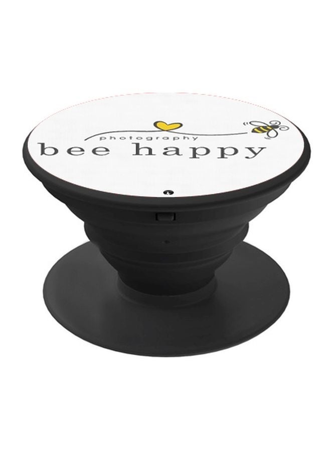 BP Bee Happy Printed Pop Socket Phone Holder White/Yellow/Black - Image 1