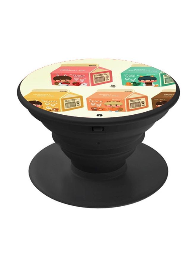 بي بي حامل هاتف على شكل مقبض أصابع منبثق بطبعة رسومات كرتونية وردي/ أصفر/ أسود - Image 1