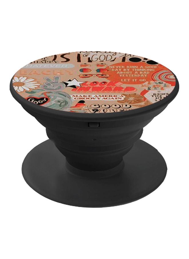 BP Cartoon Printed Pop Socket Phone Holder Red/Brown/Black - Image 1