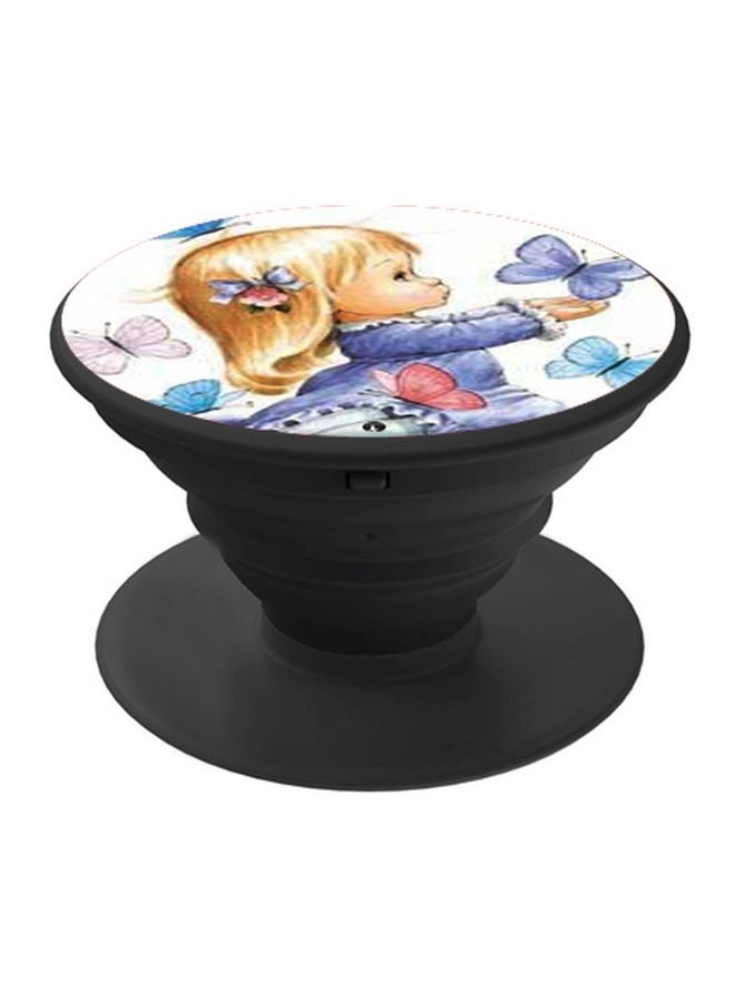 BP Girl Printed Pop Socket Phone Holder White/Blue/Black - Image 1