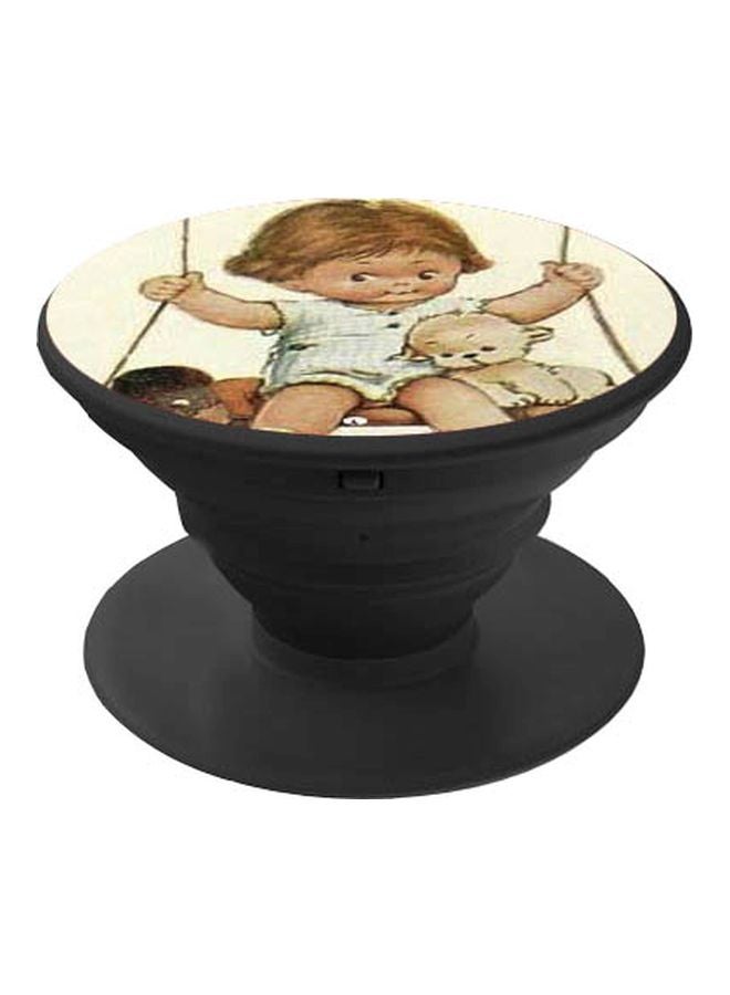 بي بي حامل هاتف بوب سوكيت مطبوع بتصميم طفل صغير بيج/أبيض/ أسود - Image 1