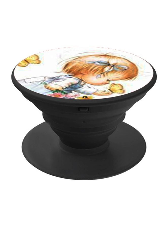 BP Girl Printed Pop Socket Phone Holder White/Beige/Black - Image 1