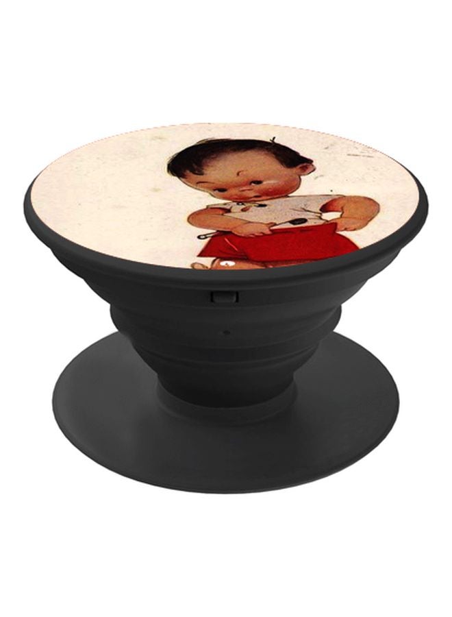 BP Cartoon Printed Pop Socket Phone Holder Beige/Red/Black - Image 1