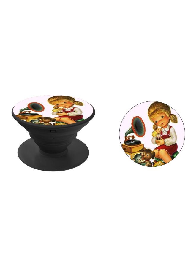 BP Cartoon Girl Printed Pop Socket Phone Holder Pink/Beige/Black - Image 2