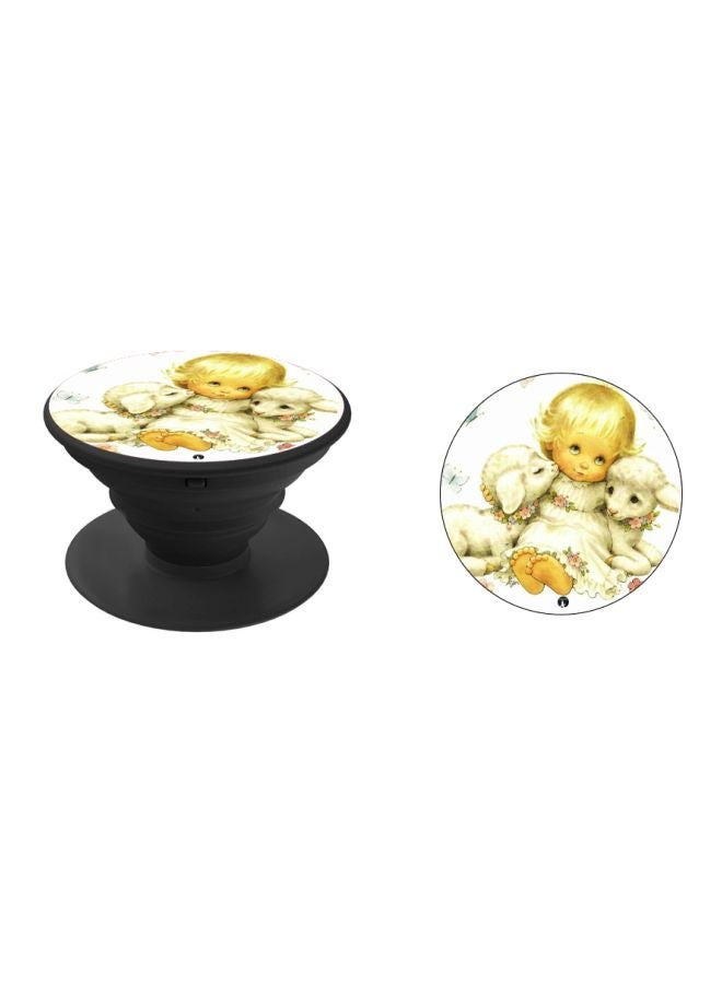 BP Cartoon Printed Pop Socket Phone Holder White/Yellow/Black - Image 2