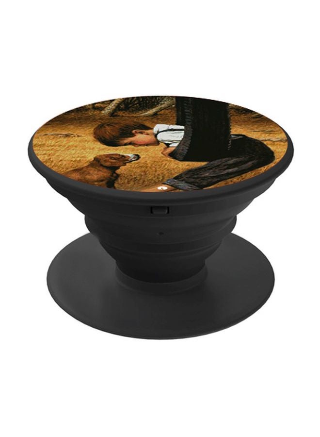 BP Cartoon Printed Pop Socket Phone Holder Brown/White/Black - Image 1