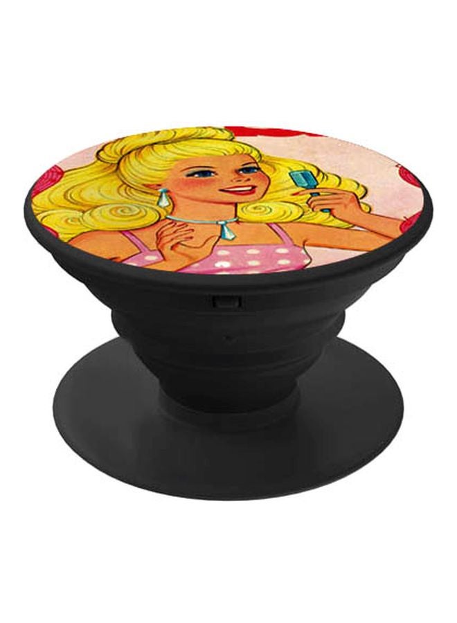 BP Cartoon Printed Pop Socket Phone Holder Pink/Yellow  - Image 1