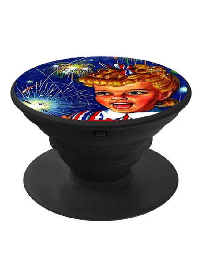 BP Cartoon Printed Pop Socket Phone Holder Blue/Brown/Red - Image 1