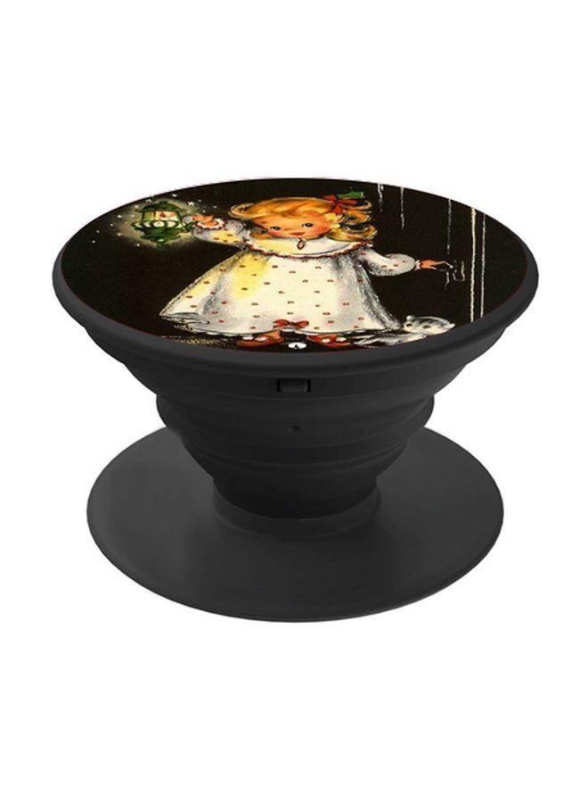 BP Cartoon Printed Pop Socket Phone Holder Black/White/Brown - Image 1