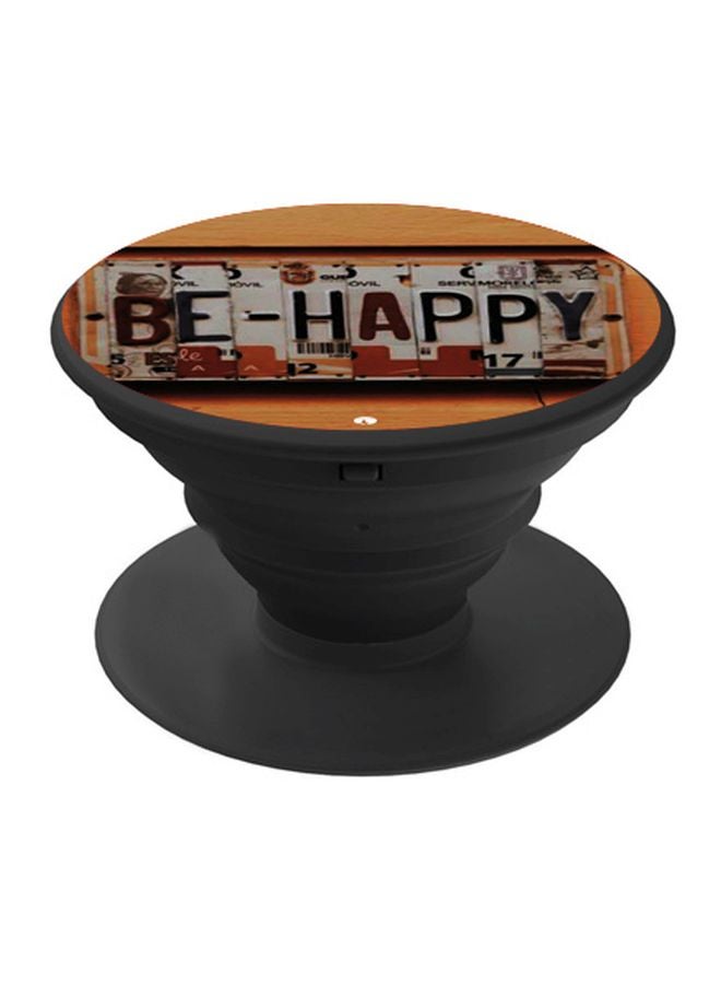 BP Be Happy Printed Pop Socket Phone Holder Brown/White/Black - Image 1