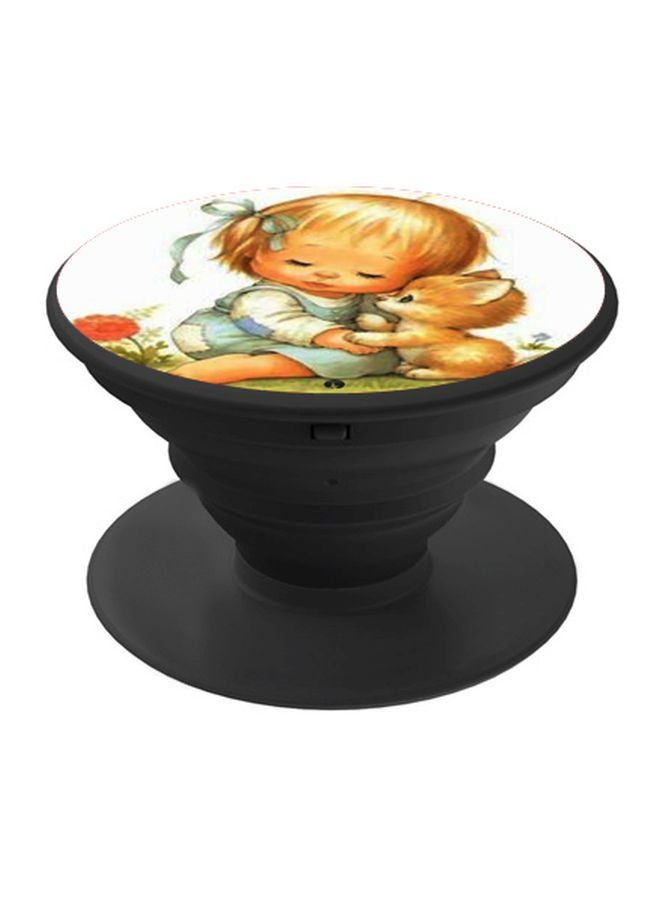 BP Baby With Cat Printed Pop Socket Phone Holder White/Beige/Black - Image 1