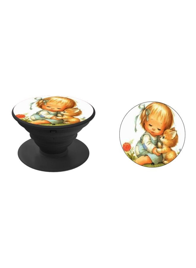 BP Baby With Cat Printed Pop Socket Phone Holder White/Beige/Black - Image 2