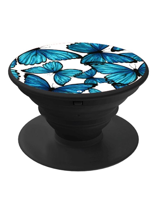 BP Butterfly Printed Pop Socket Phone Holder Blue/White/Black - Image 1