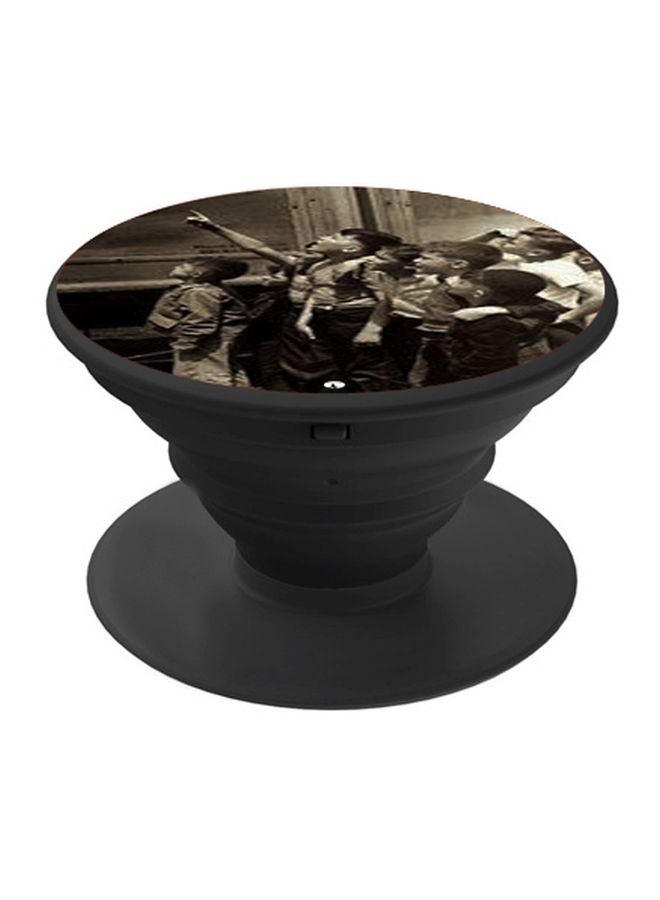 بي بي حامل هاتف منبثق مزين بطبعة رمادي / أبيض / أسود - Image 1