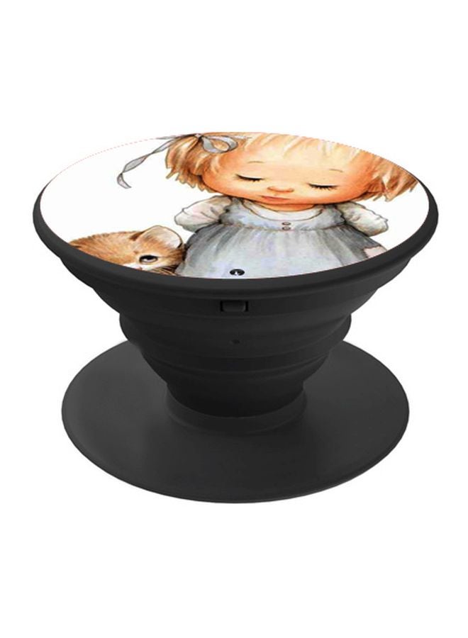 BP Girl Printed Pop Socket Phone Holder White/Beige/Grey - Image 1