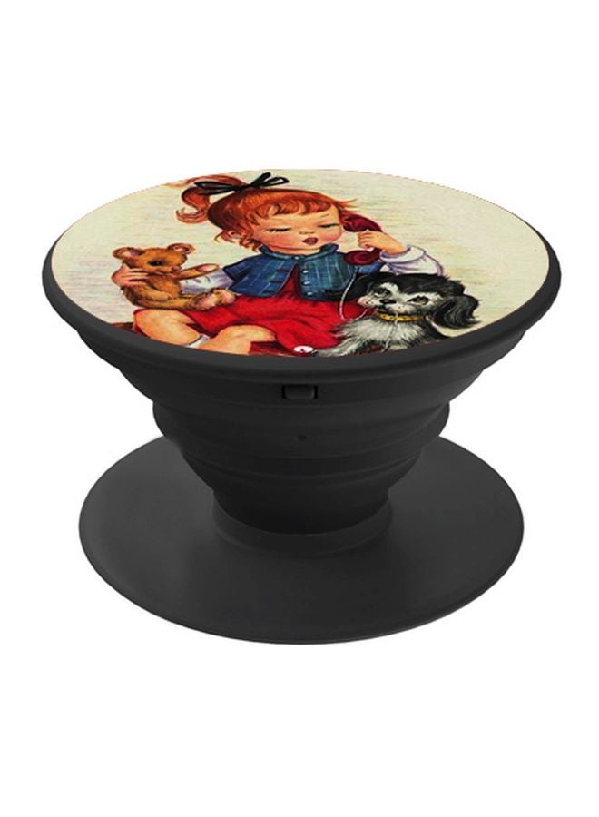 BP Girl Printed Pop Socket Phone Holder Red/Brown/Black - Image 1