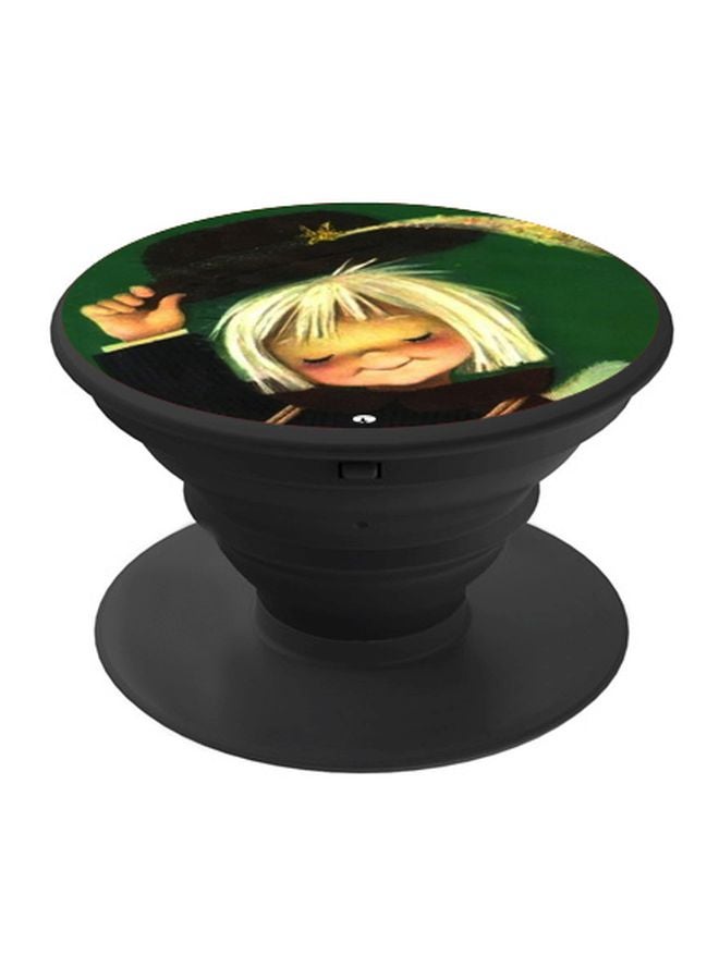 BP Cute With A Hat Printed Pop Socket Phone Holder Black/Green - Image 1