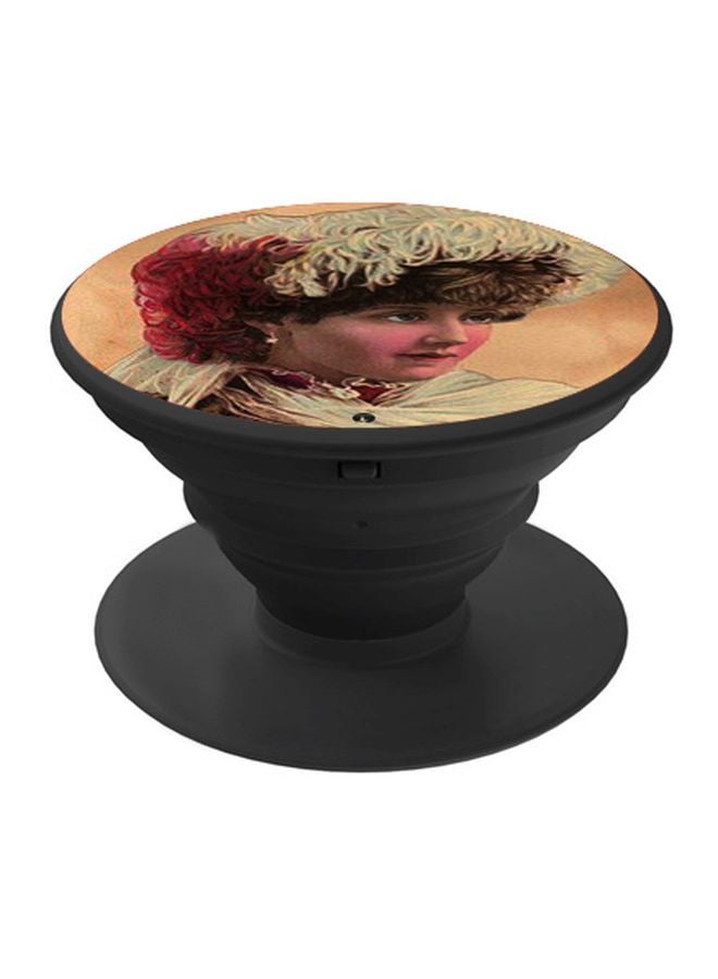 BP Girl Printed Pop Socket Phone Holder Beige/White/Brown - Image 1