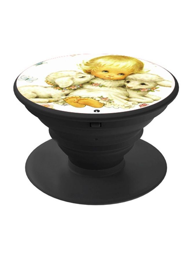 BP Cartoon Printed Pop Socket Phone Holder White/Yellow/Black - Image 1