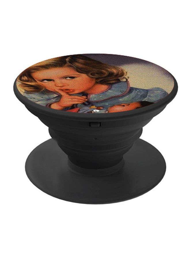 BP Girl Printed Pop Socket Phone Holder Brown/Black/Blue - Image 1