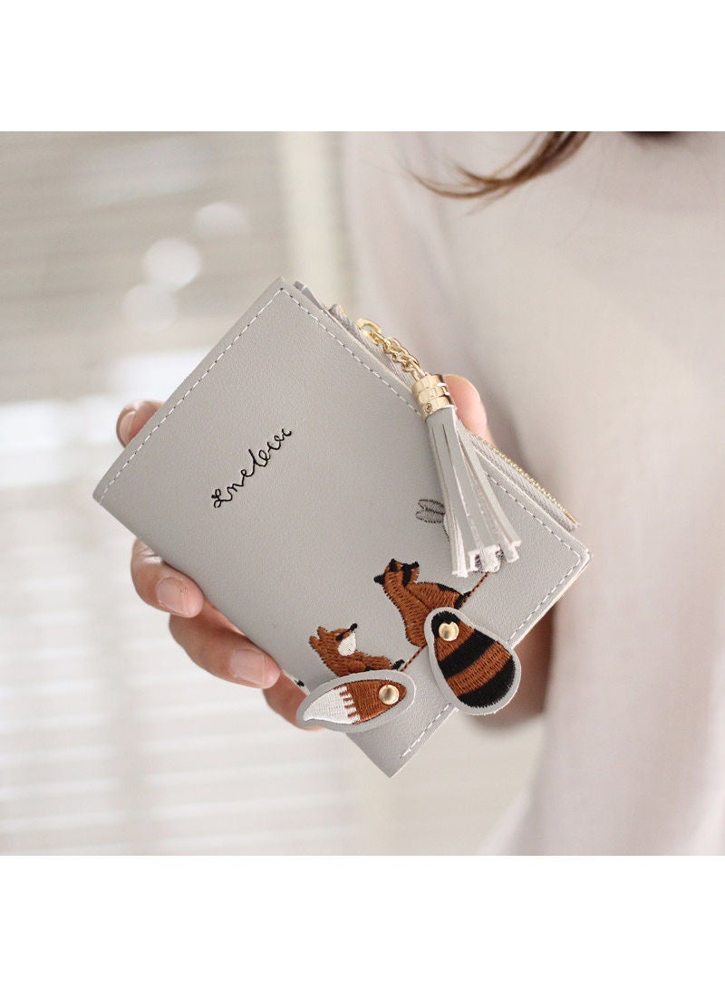 FRIEET - Female Card Coin Holder Wallet Grey - Image 1