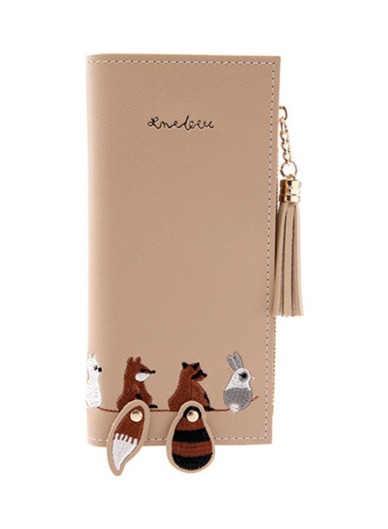 فريت محفظة عصرية بتصميم طويل للسيدات بيج - Image 1