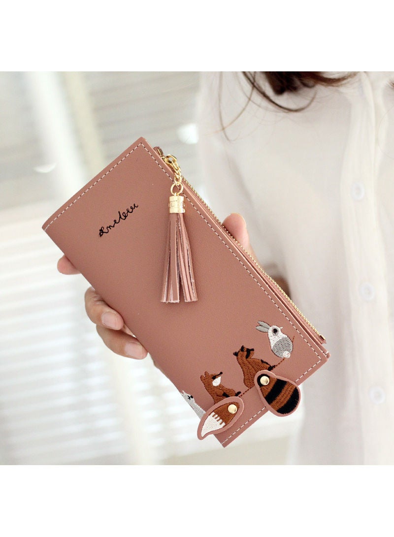 FRIEET Ladies Long Design Fashion Wallet Brown  - Image 2