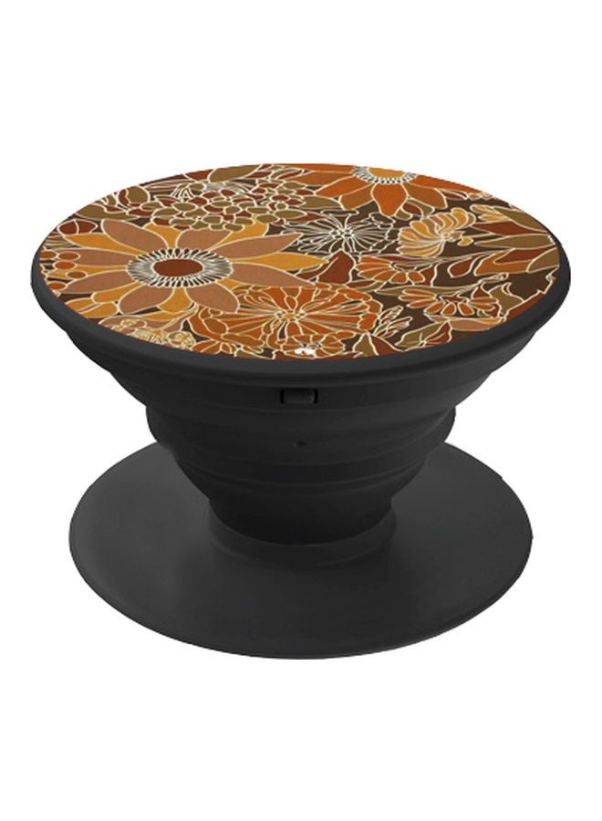 BP Floral Printed Pop Socket Phone Holder Brown/Yellow/Black - Image 1