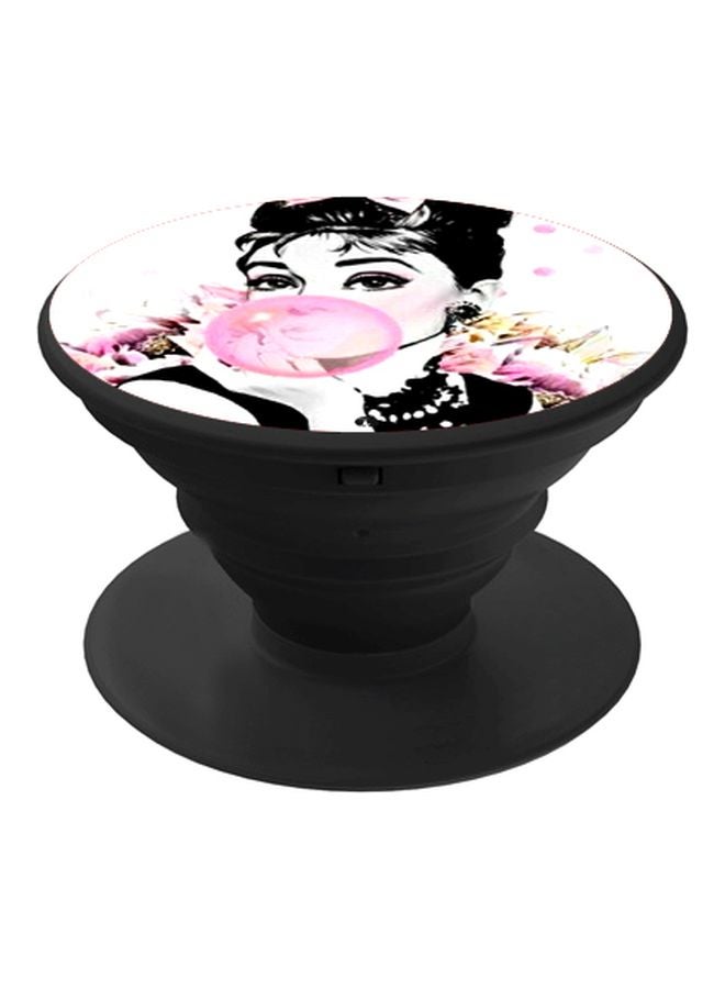 BP Girl Printed Pop Socket Phone Holder Black/White/Pink - Image 1