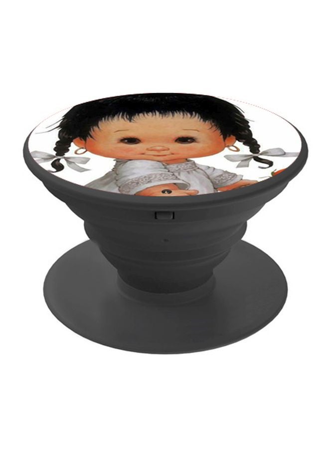 BP Printed Pop Socket Phone Holder White/Brown/Black - Image 1