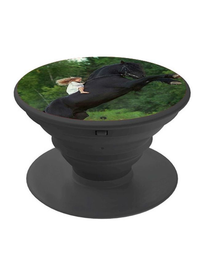 BP Girl On Horse Printed Pop Socket Phone Holder Black/Green/White - Image 1