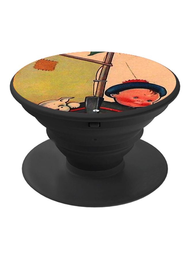 BP Cartoon Girl Printed Pop Socket Phone Holder Beige/Green/Blue - Image 1