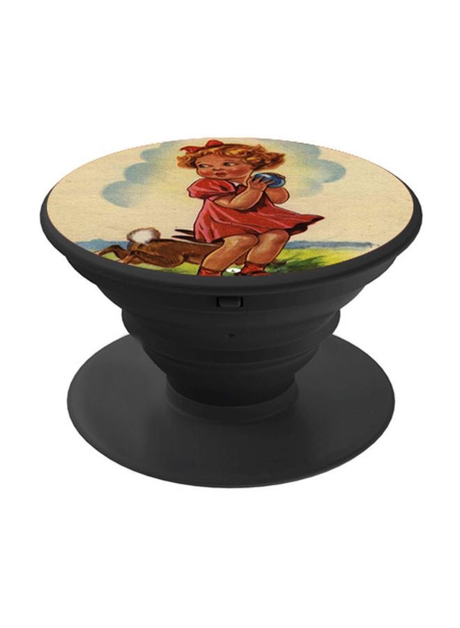 بي بي حامل هاتف على شكل مقبض أصابع منبثق بطبعة رسومات كرتونية بيج/أحمر/بني - Image 1