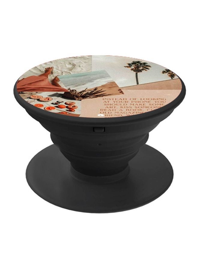 BP Beach Printed Pop Socket Phone Holder Pink/Grey/Black - Image 1