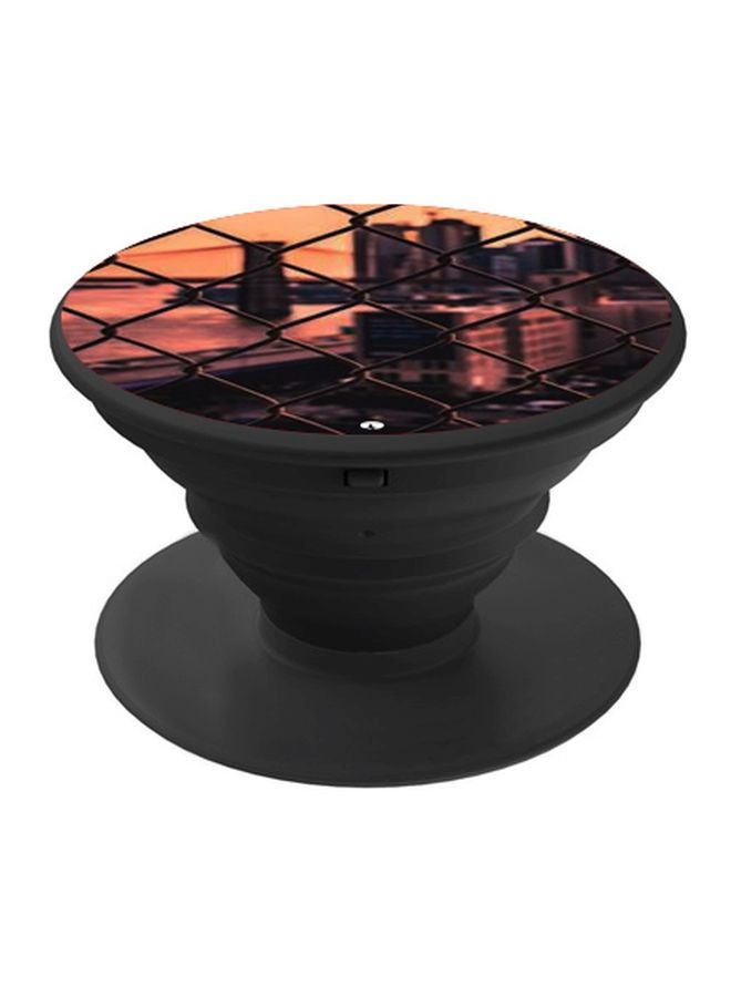 بي بي حامل هاتف بوب سوكيت مطبوع بتصميم مدينة بني/ برتقالي/ أسود - Image 1