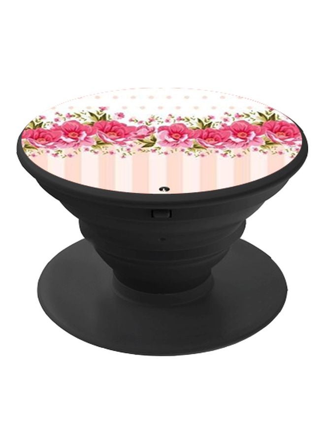 BP Flower Printed Pop Socket Phone Holder Pink/White/Black - Image 1